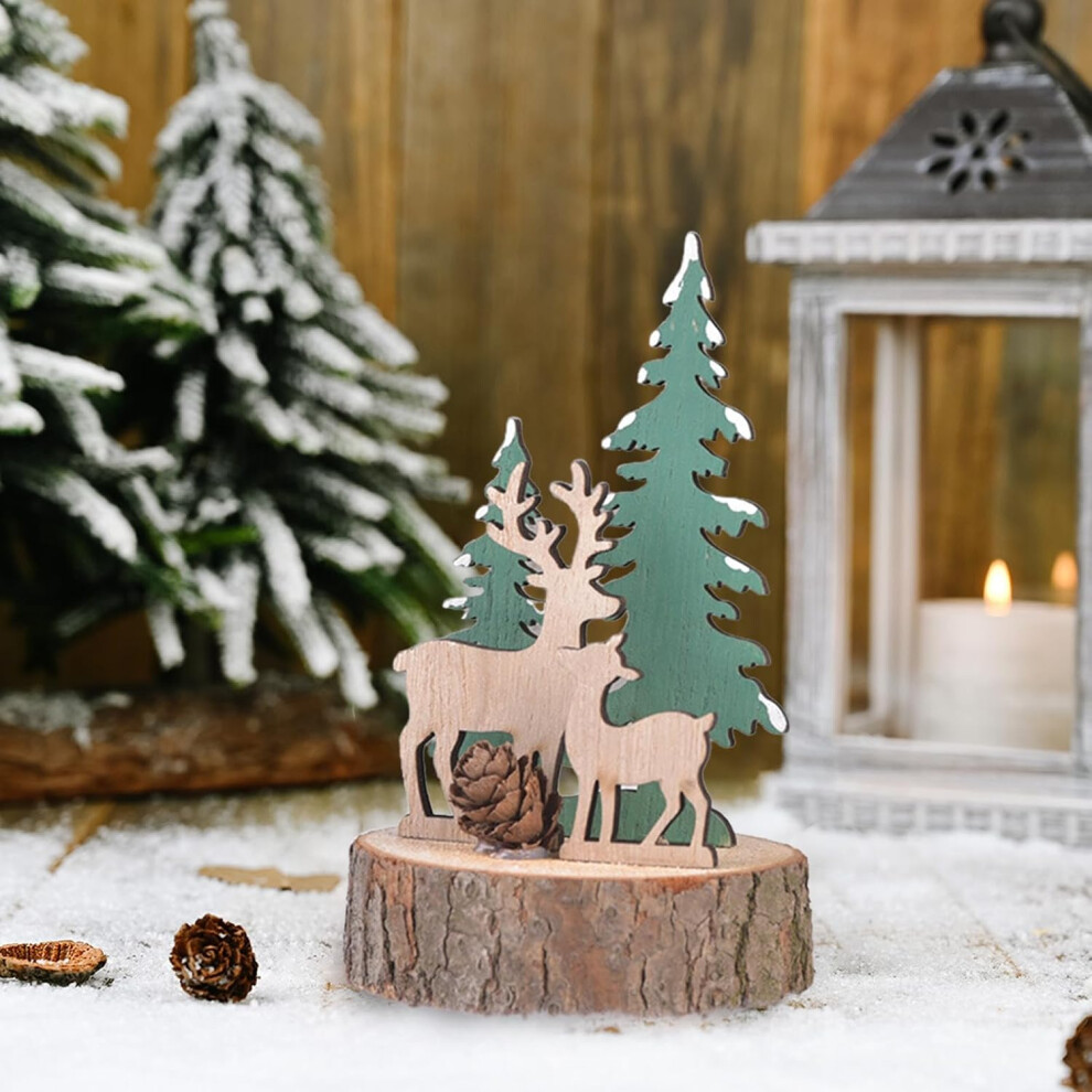 (B) Christmas Ornaments Sale Xmas Decorations Wooden Christmas Decoration Desktop Ornament for Christmas Party Decorations Outdoor Indoor Hanging Orna