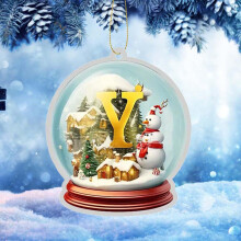 (Y) Acrylic Yellow Crystal Ball Ornament for Christmas Tree, Wedding, Party - Outdoor/Indoor, Home Decoration