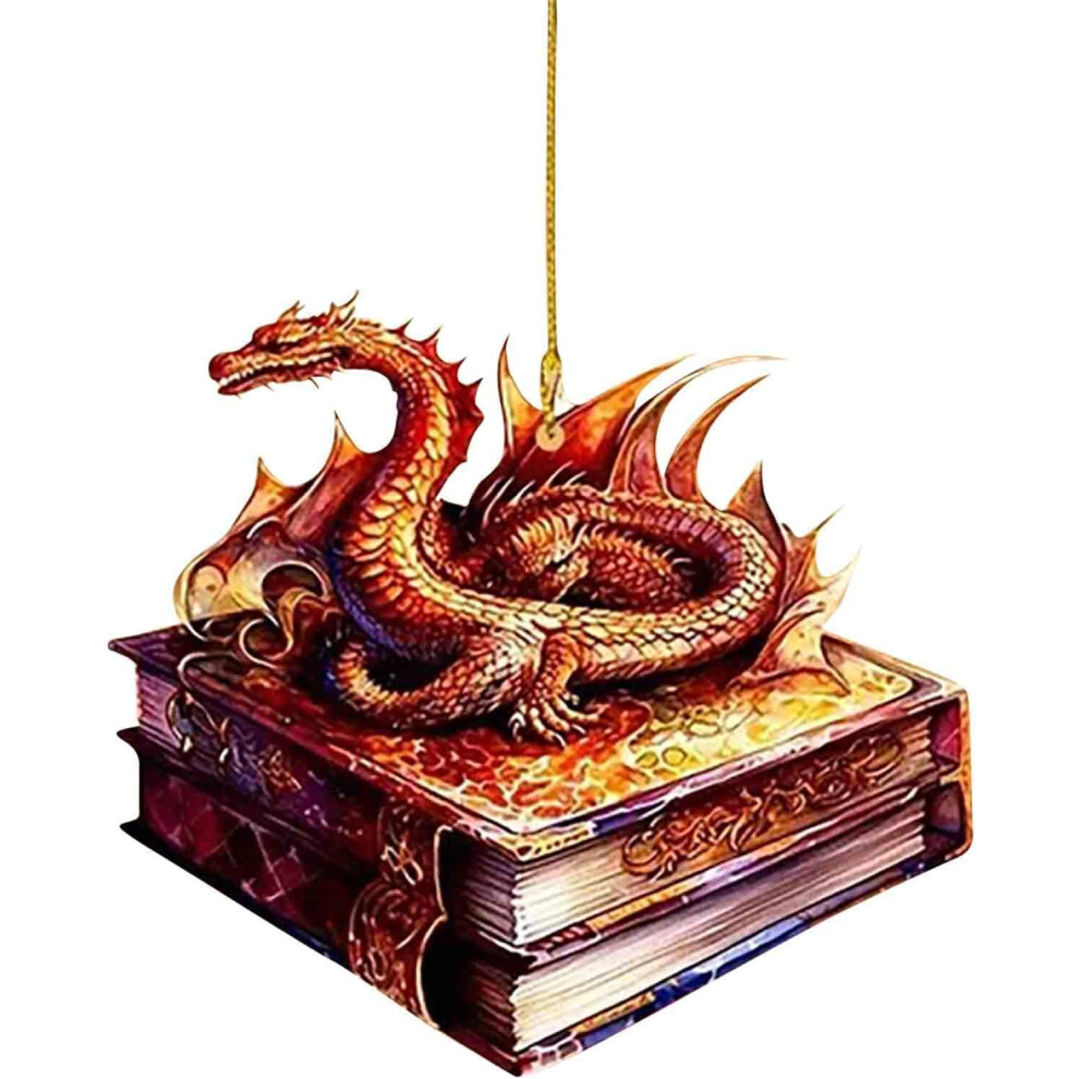 (H) Christmas Ornament Xmas Decoration Christmas Hanging Ornament Christmas Flying Dragon Acrylic Flat Car Rearview Mirror Decoration Christmas Tree D