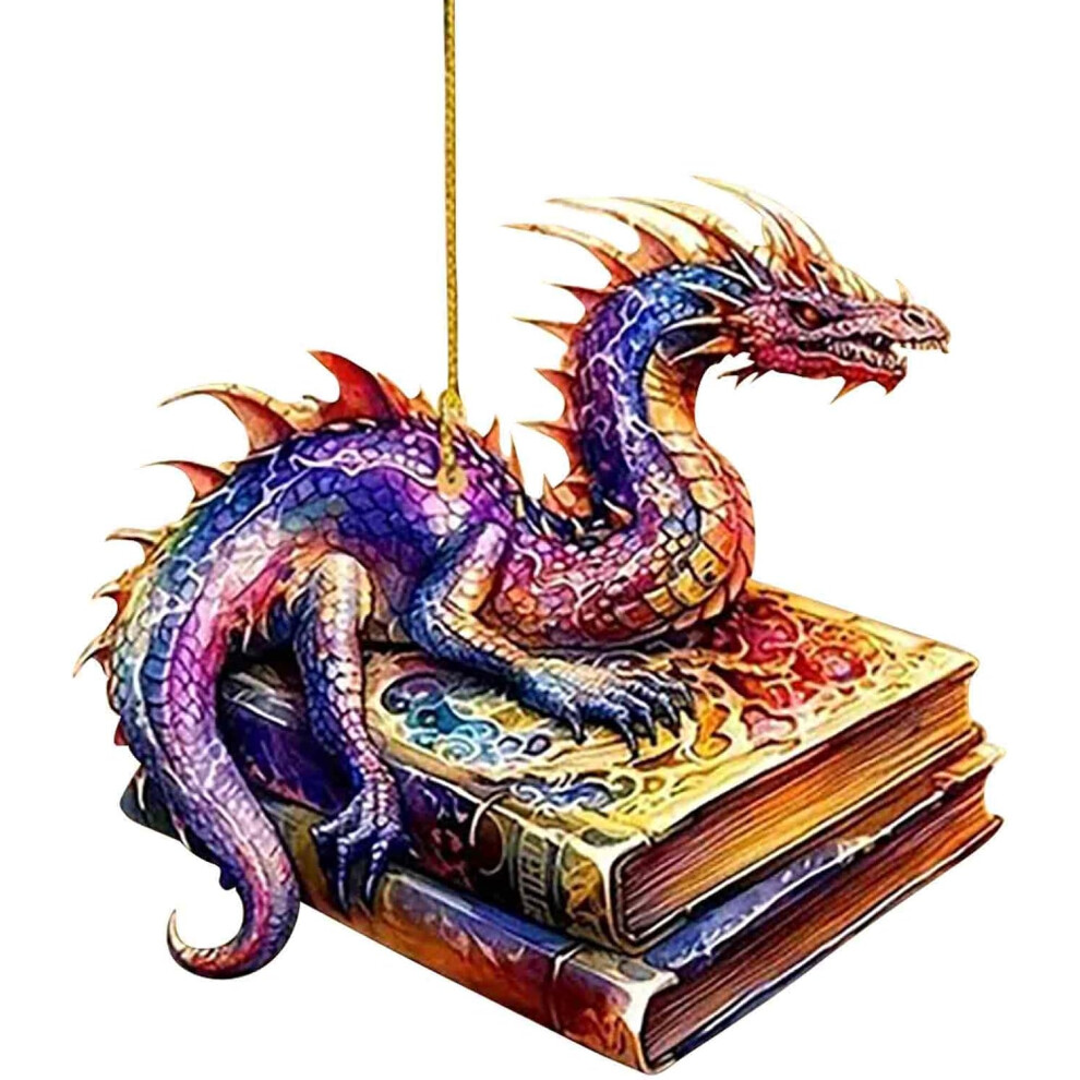 (A) Christmas Ornament Xmas Decoration Christmas Hanging Ornament Christmas Flying Dragon Acrylic Flat Car Rearview Mirror Decoration Christmas Tree D