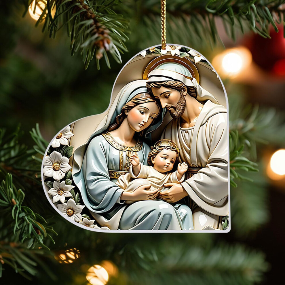 (D) Christmas Ornament Decorations Christmas Ornaments - Acrylic Christmas Pendant Round Religious Hanging Ornaments For Christmas Tree Christmas Deco