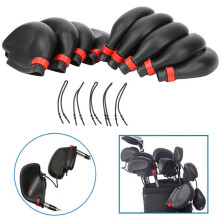 9pcs PVC Golf Iron Head Covers Set, Black, 7.5cm x 12cm