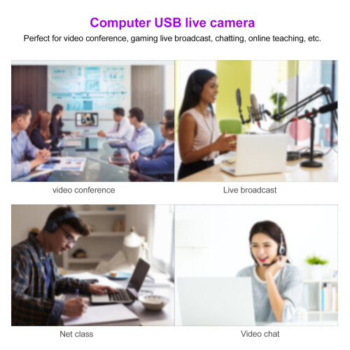 1080P HD USB Web Camera with Integrated Microphone for Live Video White 2