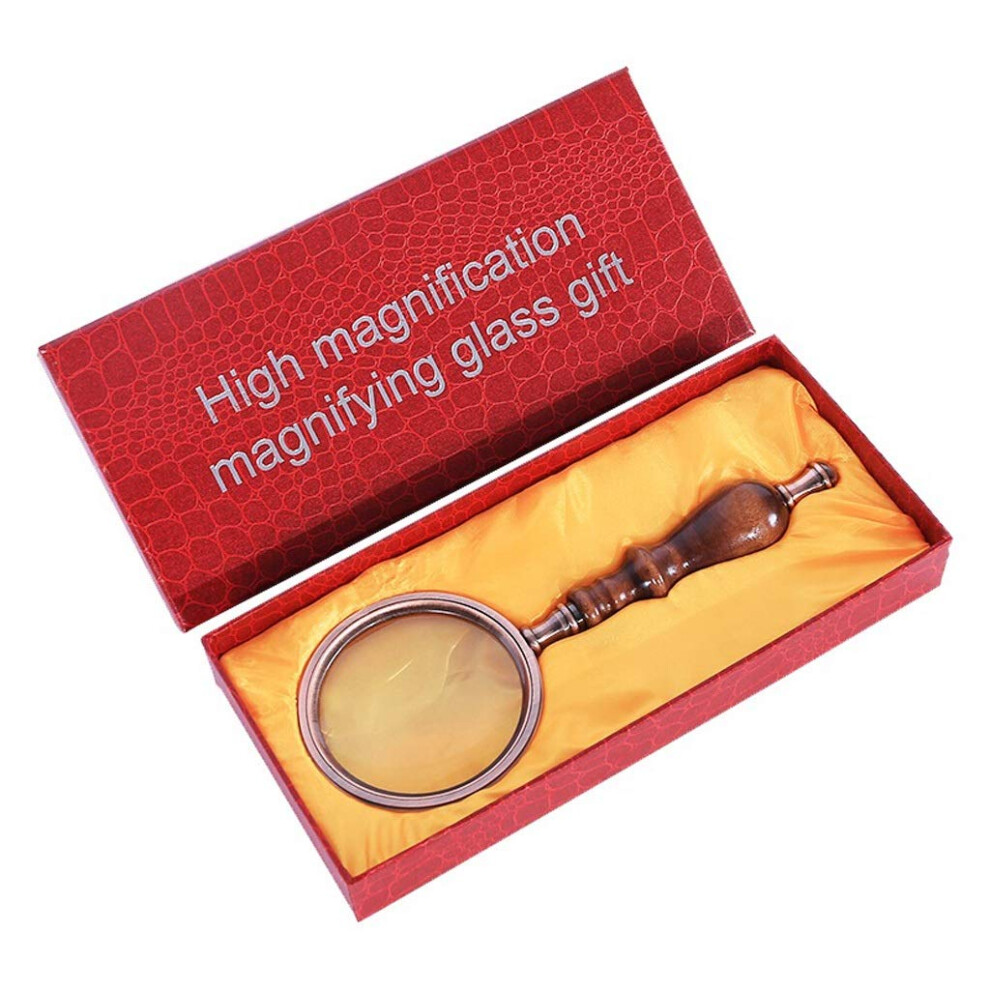 10x Handheld HD Magnifier with High Magnification, Solid Wood Handle, Portable Optical Loupe