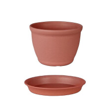 Thickened Resin Flowerpot with Tray Plastic Round Supplies Succulents Planter Brick Red
