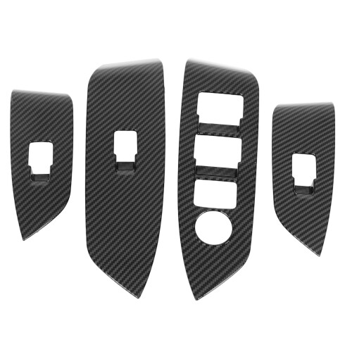 4 Pcs Door Window Control Panel Cover Carbon Fiber