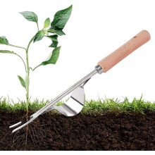 Lawn Weed Killer, Bindweed Weed Killer, Stainless Steel Manual Weeder, Weeding Gouge Tool in Wooden Handle Gardening Tool Dandelion Y-Shape Manual Wee