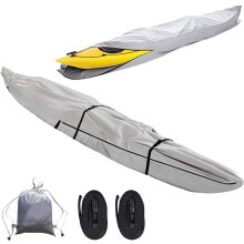 Thickened Kayak Canoe Cover 13FT Gray Waterproof Durable UV Protection Outdoor Storage Rain Dust Shield