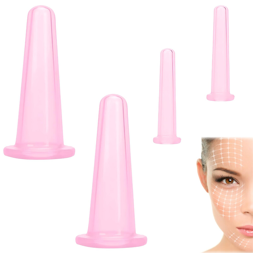 Facial Cupping Set of 4 Silicone Vacuum Cups for Cellulite Reduction and Improved Blood Circulation