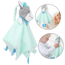 Vielseitige Baby-Teetherdecke mit Plüschtier und gesticktem Rand