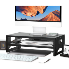 Pholiten Metal Monitor Stand Riser with Storage Shelf | 14cm Ergonomic Height