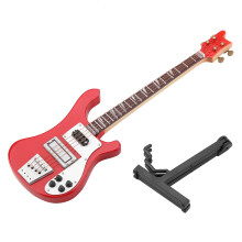 Red Miniature Bass Guitar Replica with Stand and