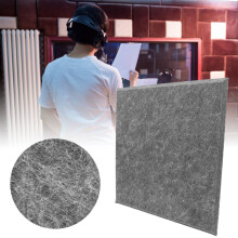 Polyester Fiber Soundproof Panels 6 Pack Acoustic Silencers Fireproof Gray