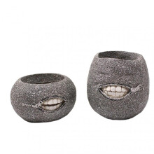 2Pcs Zipper Mouth Flower Pot Drainage Hole Weather-proof Round Resin Funny Indoor Outdoor Desktop Vegetable Herb Succulent Planter Pot Gardening Suppl