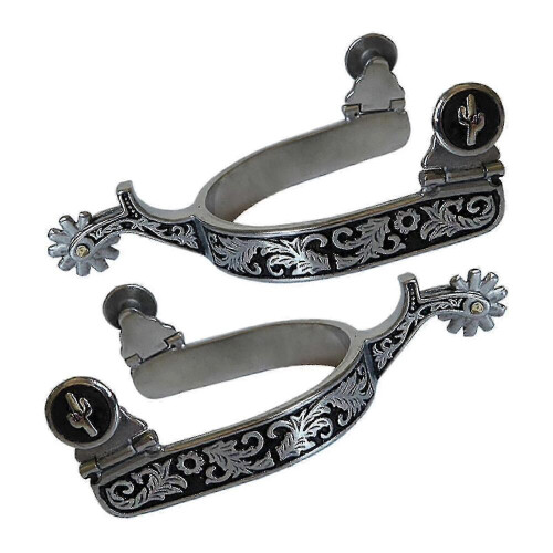 (Μαύρο Ασημί) 2x Άλογα Σπιρούνια Αντισκωριακά Δυτικού Στυλ Συμβατά με Εξοπλισμ