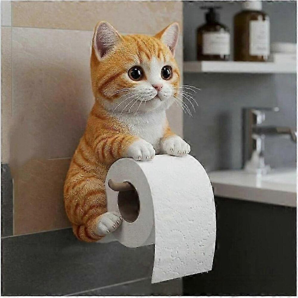 (Orange catï¼Cat Toilet Paper Holder Wall Mounted Roll Paper Dispenser compatible with Bathroom-image-OPC-PK9T7BY-NEW