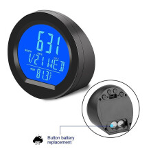 (Tipo de energia da bateria) Relógios solares para carro, termômetro de painel, relógio eletrônico automotivo, display digital LED, tempo co