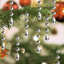 30 Pieces 2025 Christmas gift Christmas Ornaments Crystal Tree Ornaments Acrylic Clear Hanging Crystals for Centerpieces Teardrop Shape Chan