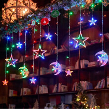 2025 Christmas gift Curtain Lights Ramadan Window Lights Decorations Indoor, LED Star Moon Fairy Lights, Fairy String Lights for Festival Be