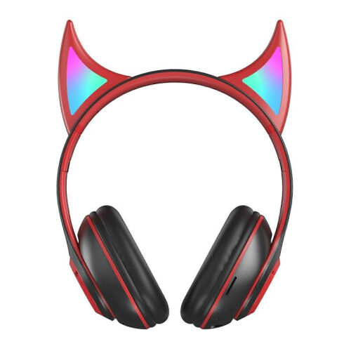 Ασύρματα ακουστικά μουσικής Devil Ear RGB Light για παιδιά με μικρόφωνο για χριστουγε 1