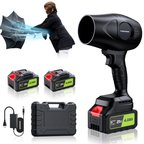 (Μαύρο) Ασύρματος Φυσητήρας Φύλλων 600000RPM - Ηλεκτρικός Φυσητήρας Φύλλων 21V με Μπα