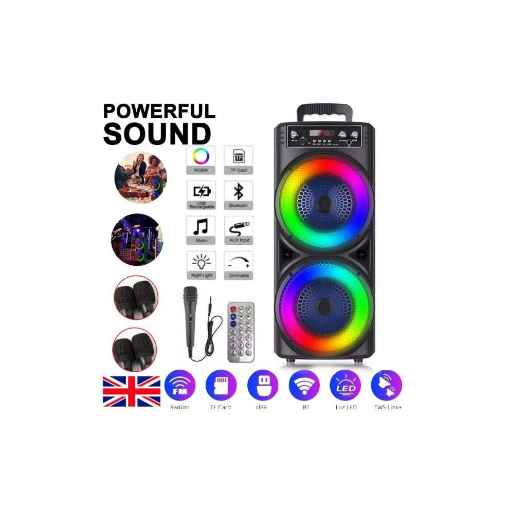 6000W Portable Bluetooth Speaker Sub woofer Heavy Bass  Party+Remote