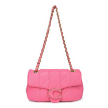 (Pink)Women Fashion Quilted Shoulder Crossbody Bag Handbag Chain Underarm Bag