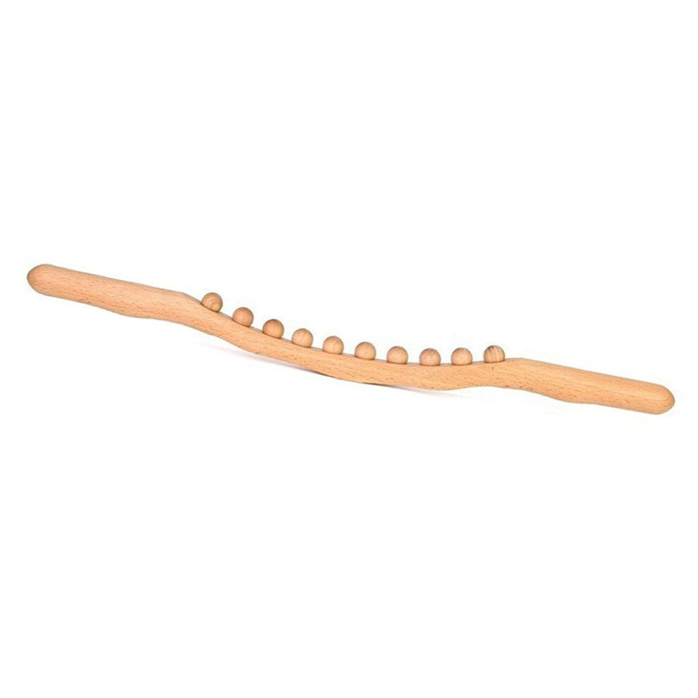Wood Massage Roller Stick Tool for Myofascial Release and Cellulite Reduction - 10 Inch Beech Wood Body Sculpting Massager