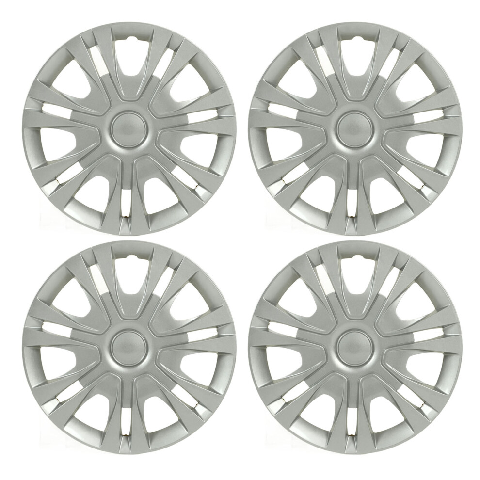4Pcs 14In Wheel Hubcaps Sporty Fashionable Silver 8320539740928