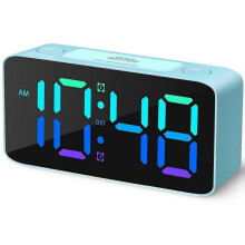 (Baby Blue, Light blue) Super Loud Alarm Clock for Heavy Sleepers Adults Digital Clock with 7 Color Night Light