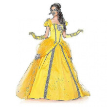 (S, Dress AND Gloves) Halloween Belle Princess Dress Adult Beauty and the Beast Cosplay Costume for Women Birthday Gifts