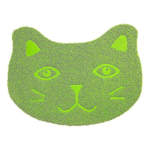 (Green) Multi-functional Cat Face Pet Feeding Mat for Dogs and Cats