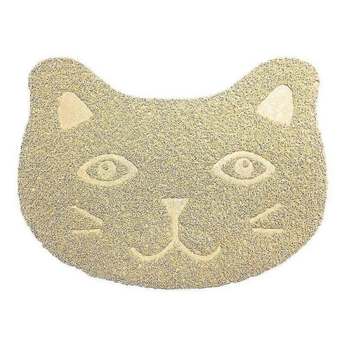 (Beige) Multi-functional Cat Face Pet Feeding Mat for Dogs and Cats