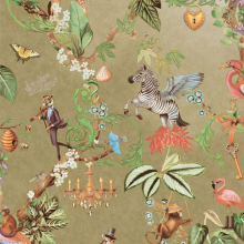 Gold Animal Safari Theme Metallic Silver Shimmer Wallpaper