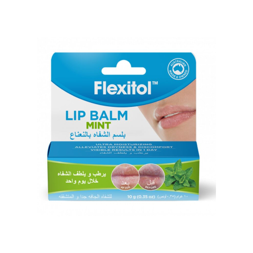 Flexitol Mint Lip Balm 10g | Intensive Moisturising Lip Balm for Chapped, Dry & Cracked Lips