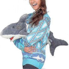 (XX-Large, Shark) Unisex Knitted Ugly Christmas Sweater Novelty 3d Cute Doll Pullover Sweaters Funny Parties Holiday Jumper Top -gt Ta
