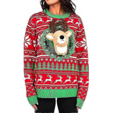 (Large, Reindeer) Unisex Knitted Ugly Christmas Sweater Novelty 3d Cute Doll Pullover Sweaters Funny Parties Holiday Jumper Top -gt Ta