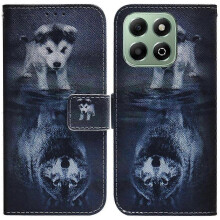(Dog and Wolf) For Honor X6b 4G Leather Wallet Case with Pattern Print