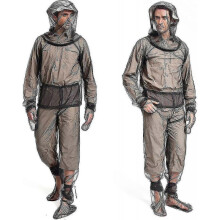 (L) 4 Pieces Mosquito Suit, Light-weight Bug Repellent Jacket Hood Pants Net Clothing Set For Men Wo