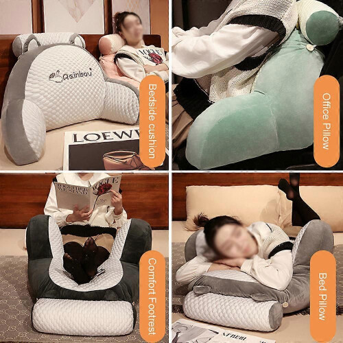 Cartoon-Bett-Lesekissen, Rückenlehnenkissen mit Armlehnen, Lendenkissen zum Fernsehen, Sitzen im Bett, on OnBuy