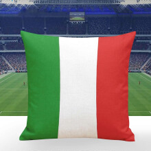 Kussen met Italiaanse vlag, kussensloop met Europese voetballiefhebber (zonder kussen) en zachte bank