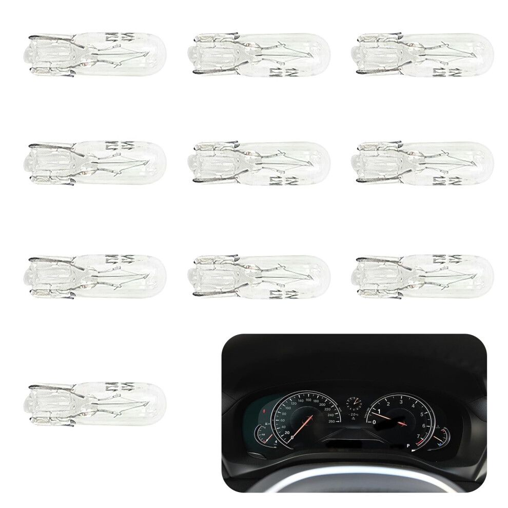 286 Car Bulbs For Dashboard Instrument Panel 12V 1.2W W2x4.6d Capless T5 Replacement Bulbs, 10 Pack Light 6038364050342