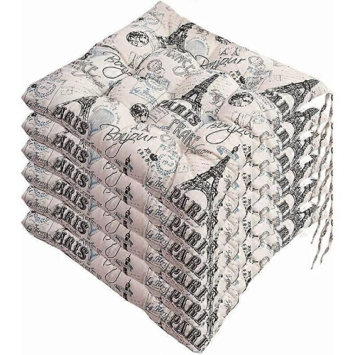 Set med 6 stolsdynor 40x40, prydnadskuddar, stolsdynor, trädgårdskuddar, polyester (D)