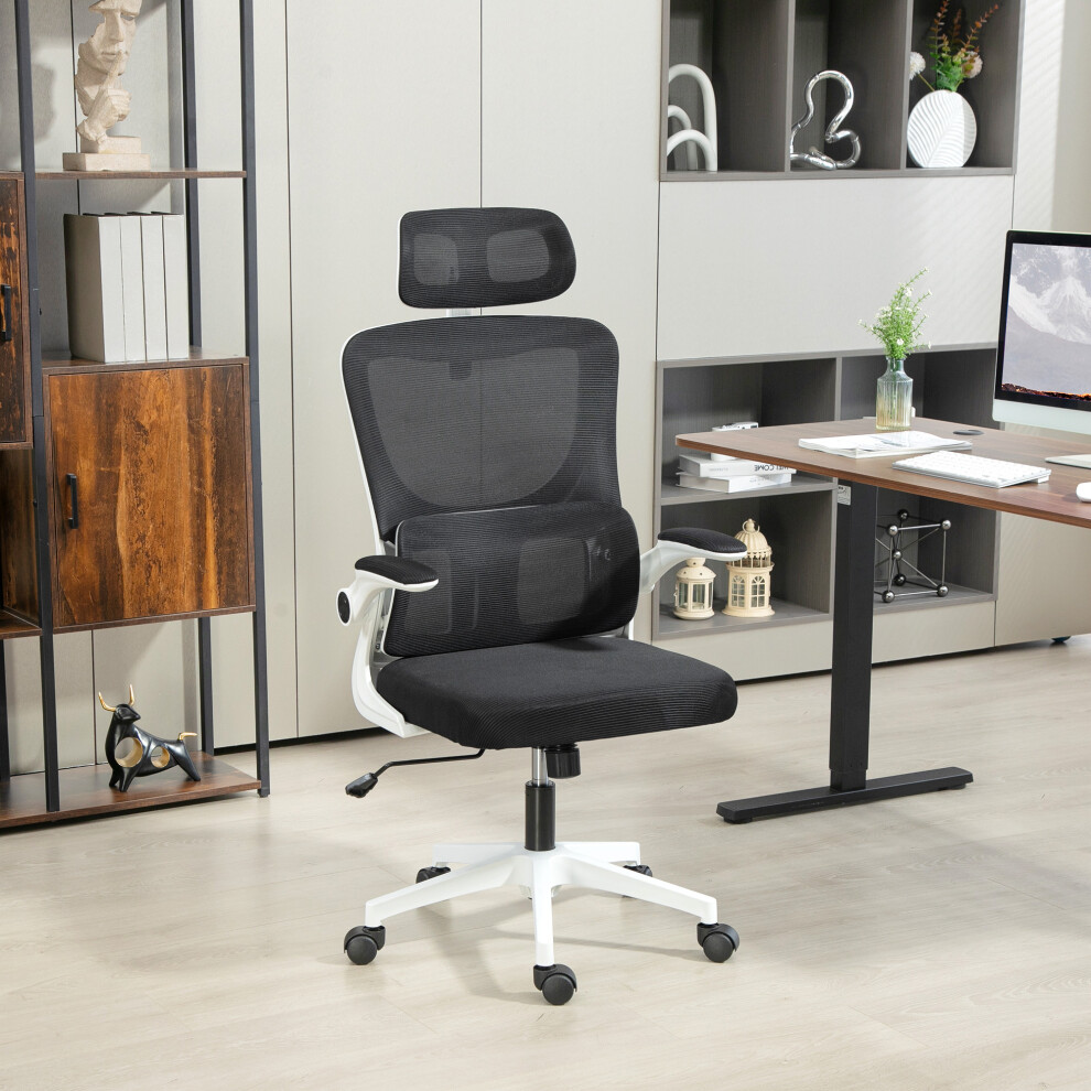 Vinsetto Mesh Office Chair with Adjustable Headrest, Lumbar Support, Black-image-OPC-PK9VYWD-NEW