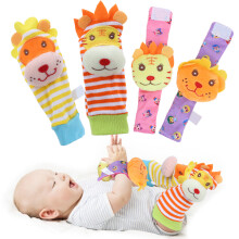 Weiche Baby-Tier Handgelenk- und Fuß-Knistertücher-Set für 0-2 Jahre alte Kinder