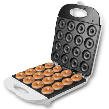 Electric Donut Maker with Non-Stick Plates, 1400W Mini Waffle Iron, LCD Timer, Adjustable Thermostat for Home and Commercial Use
