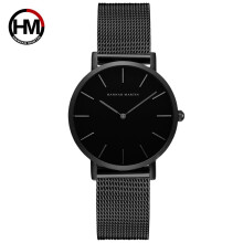 (Black face, black chain, silver scale) Japanese movement steel chain waterproof wristwatch, light luxury, niche, minimalist style steel mesh strap slim watch for ladies
