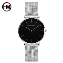 (Black-faced silver chain) Japanese movement steel chain waterproof wristwatch, light luxury, niche, minimalist style steel mesh strap slim watch for ladies