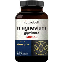 Magnesiumglycinat-Kapseln 500 mg | 240 Stck, 100 % chelatiert und gereinigt, von Drittanbietern getestet, gentechnikfrei und glutenfrei