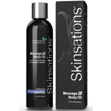 Skinsations - Olio da massaggio alla vaniglia per massoterapia - 8 once | Olio per il corpo per rilassare i muscoli doloranti e aromaterapia | Mi